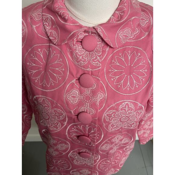 Silkland Petite Jacket Womens Sz PS Pink Covered Buttons Cropped Barbiecore Mod - Picture 5 of 10